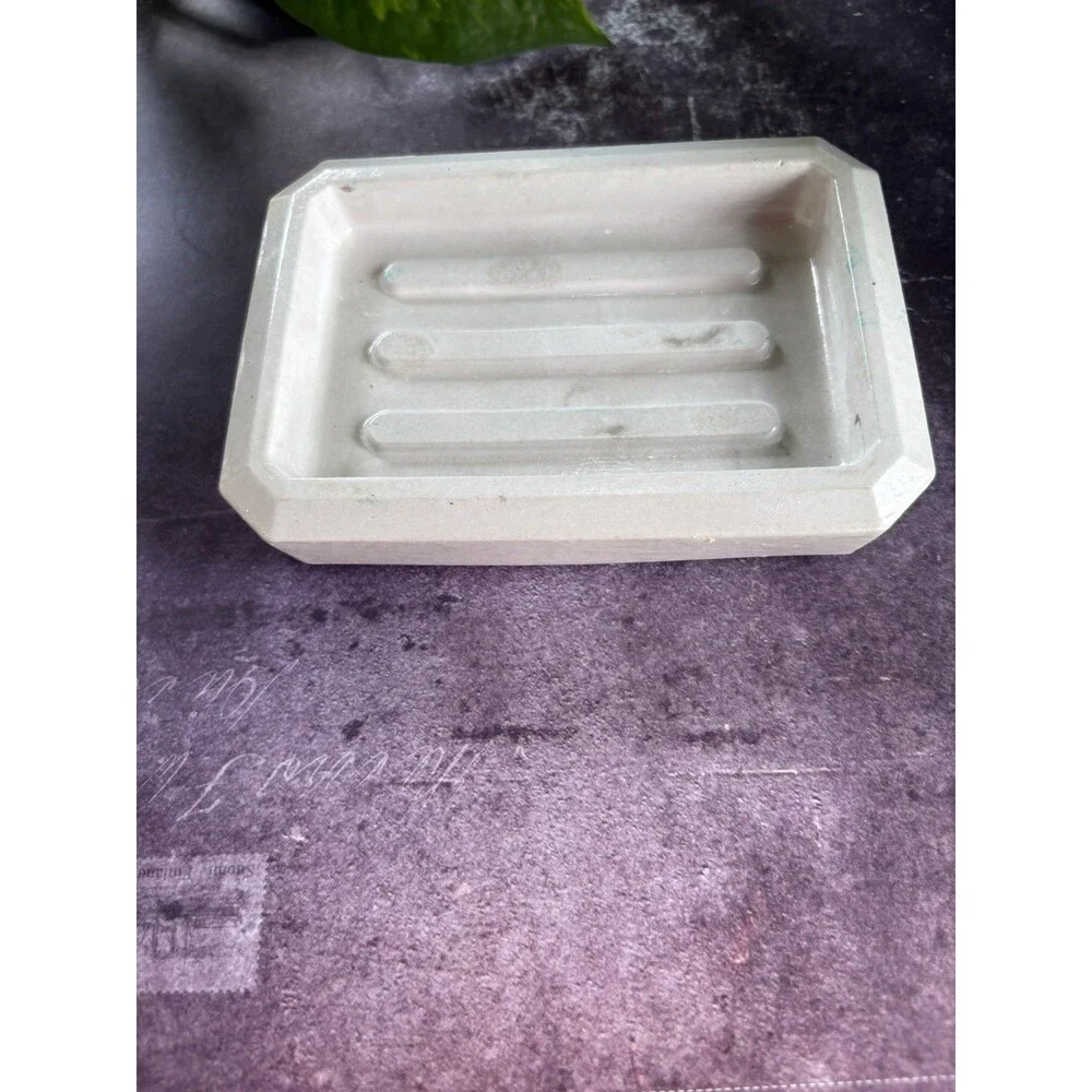 Handmade Soap Dish Cement Soap Holder Rectangular Bathroom Kitchen Beige